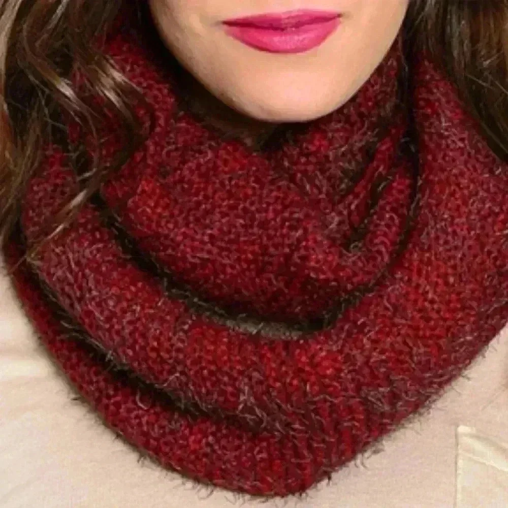 FUZZY KNIT INFINITY SCARF